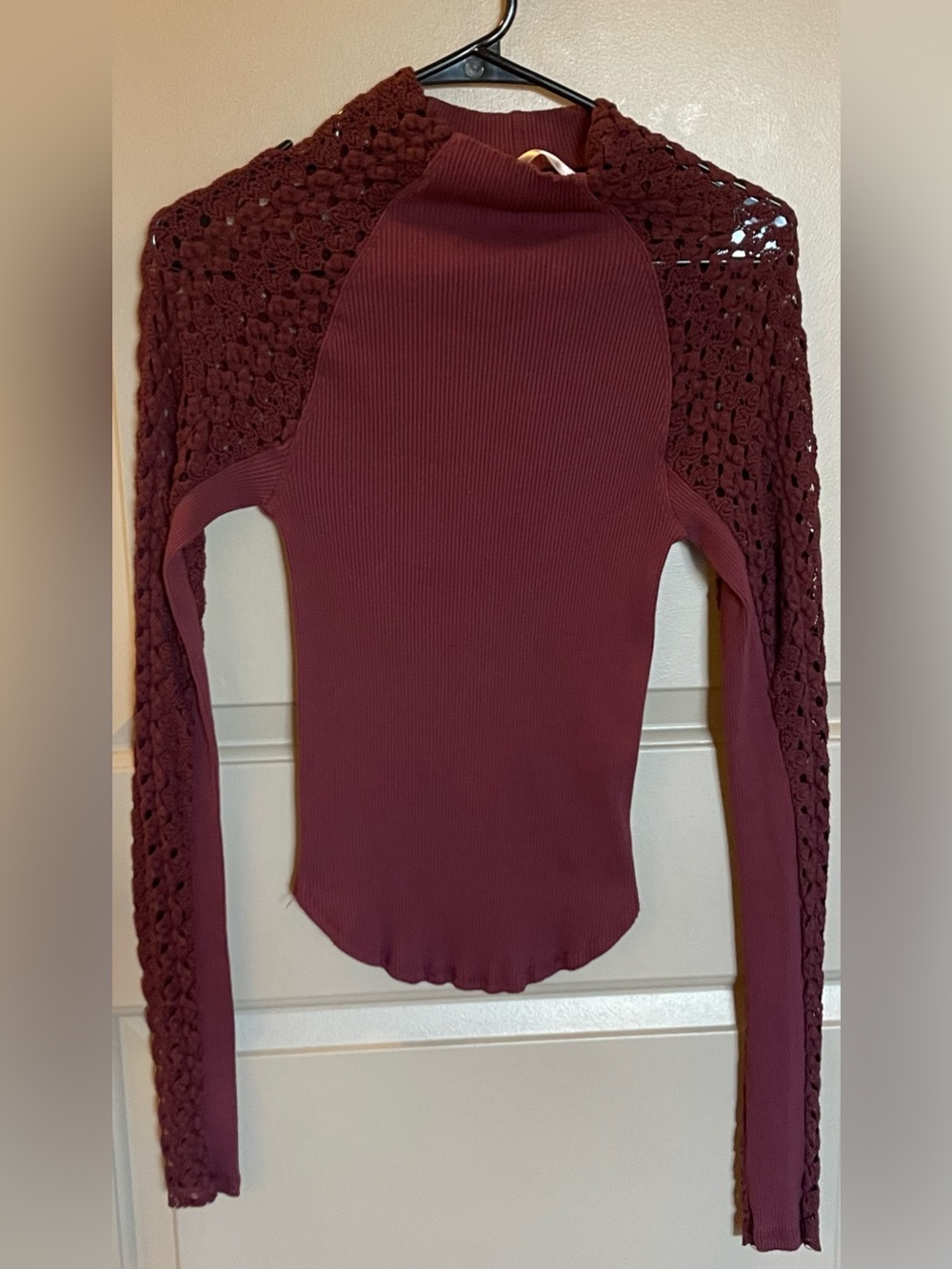 Free People Clemente Mixed Media Stretch Cotton Top Large